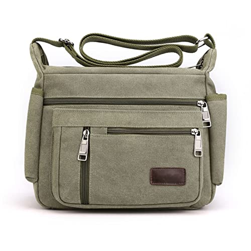 SSWERWEQ Handtasche Casual Männer Umhängetasche Hohe Qualität Vintage Crossbody Bag Man Messenger Bag Leinwand Männliche Business Handtaschen (Color : Green, Size : 28 * 16 * 22cm)