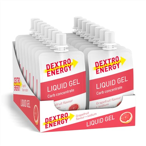 Dextro Energy Liquid Gel - Leckere vegane Energieriegel Alternative für Ausdauersportler - für deinen Indoor und Outdoor Sport - Grapefruit + Natrium - 18 x 60 ml (18er Pack)