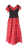La Senorita Spanische Flamenco Kleid/Kostüm - für Mädchen/Kinder - Rot/Schwarz (Größe 34-36 - Länge 115 cm, Mehrfarbig)