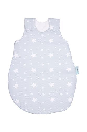 pic Bear Premium Babyschlafsack aus Jersey-Baumwolle – Atmungsaktiv, Mitwachsend und für Ganzjahres-Nutzung mit verstellbaren Größen 62/68 Ice Stars