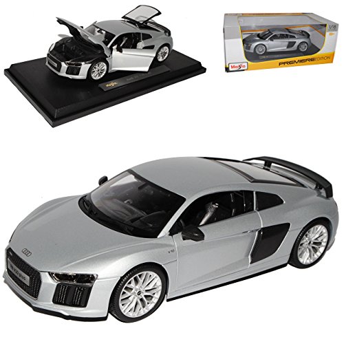 NEW A-U-D-I R8 V10 Plus Coupe Silber neuestes Modell 2. Generation ab 2015 1/18 Modell Auto