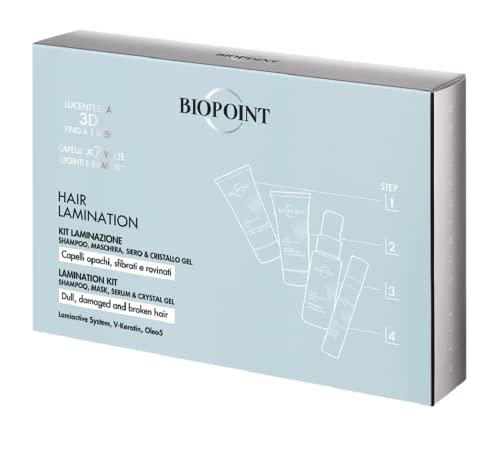 Biopoint Hair Lamination Kit für geschädigtes und strapaziertes Haar, 4 Schritte, spendet Feuchtigkeit, Weichheit und Glanz, Spiegeleffekt