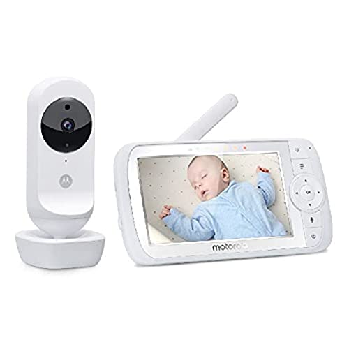 Motorola Baby Ease 35 - Babyphone mit Kamera - 5,0 Zoll Video Babyphone HD Display - Nachtsicht, Bidirektionale Kommunikation, Schlaflieder, Zoom, Raumtemperaturüberwachung - Weiß
