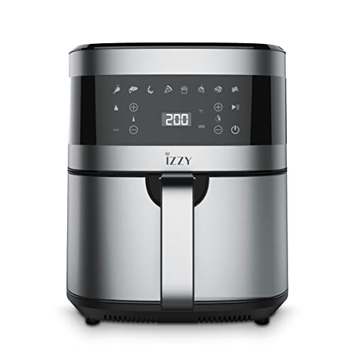 izzy Digital Heißluftfritteuse 7 Lt - IZ-8207 - Frittieren, Grillen, Braten, mit wenig Öl, abnehmbare Teile zur einfachen Reinigung, geeignet für Spülmaschine, Inox