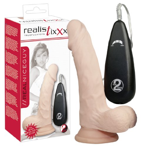 Realistixxx Real Nice Guy - softer Vibrator für Anfänger und Profis, realistischer Naturdilo mit praller Eichel, Äderung und Saugfuß, Sextoy mit stufenloser Vibration, hautfarben