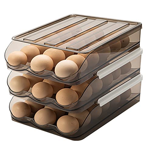 Rwedkd GroßEr Eierhalter für KüHlschrank, Aufbewahrungsbox für Frische Eier, AufbewahrungsbehäLter für Eier, 3-Lagig