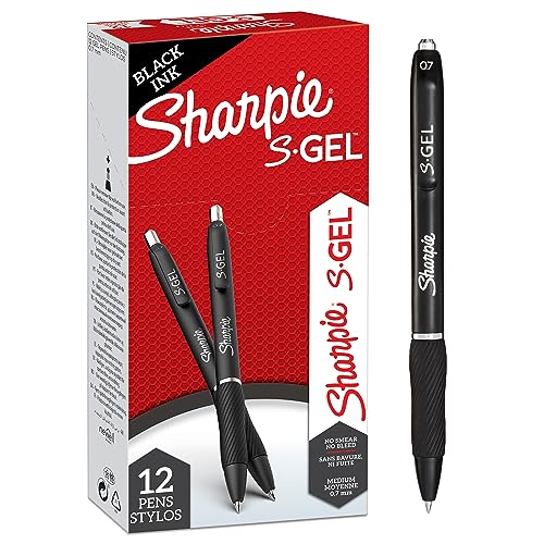 Sharpie S-Gel Gelstifte | mittlere Spitze (0,7 mm) | Gelschreiber mit schwarzer Tinte | 12 Stück
