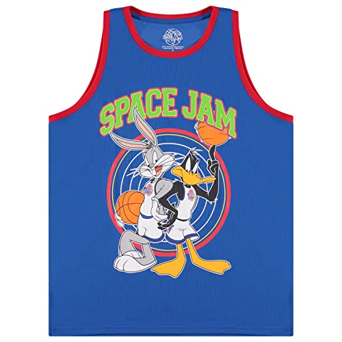 space jam Herren Trikot Tune Squad Monstars & Bugs Bunny Jersey 90er Jahre klassisches Netz-Tanktop, blau, X-Groß
