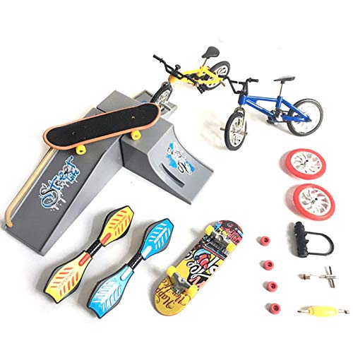Skate Park Kit Fingerspielzeug-Set, Mini-Simulationslegierung Fahrradmodell Spielzeug Finger Fahrrad Roller Vitalität Board Mit Ramp Parks Kinder Pädagogische Finger Roller Spielzeug Für Fingersport