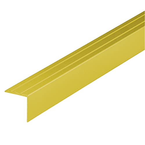 ufitec® Alu Winkelprofil 30x25 mm mit Rillen selbstklebend, Treppen Kanten & Stufen Winkel Schutzprofil (30 x 25 mm | 195 cm Länge, Gold)