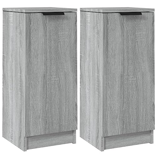 vidaXL 2X Sideboard Kommode Anrichte Schrank Beistellschrank Mehrzweckschrank Standschrank Wohnzimmer Flur Grau Sonoma 30x30x70cm Holzwerkstoff