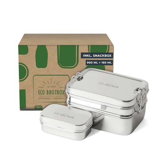 ECO Brotbox | Dabba Magic | zweilagige Brotdose + Snackbox aus Edelstahl | 900 ml