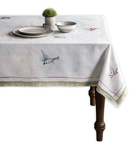 Maison d' Hermine Flying Birds 100% Baumwolle Tischdecke für Küche | Abendessen | Tischplatte | Dekoration Parteien | Hochzeiten | Frühling/Sommer (Rechteck, 160 cm x 220 cm)