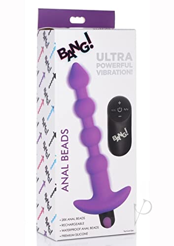 XR Brands Vibrating Silicone Anal Beads & Remote Control - Purple, 150 g