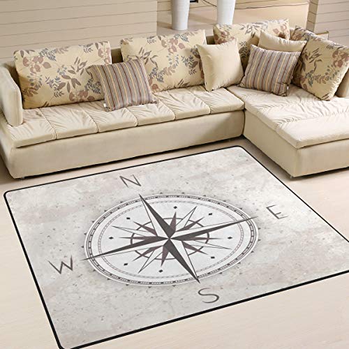 Use7 Vintage Kompass Windrose Kunst-Teppich Teppich Teppich für Wohnzimmer Schlafzimmer, Textil, Multi, 160cm x 122cm(5.3 x 4 feet)