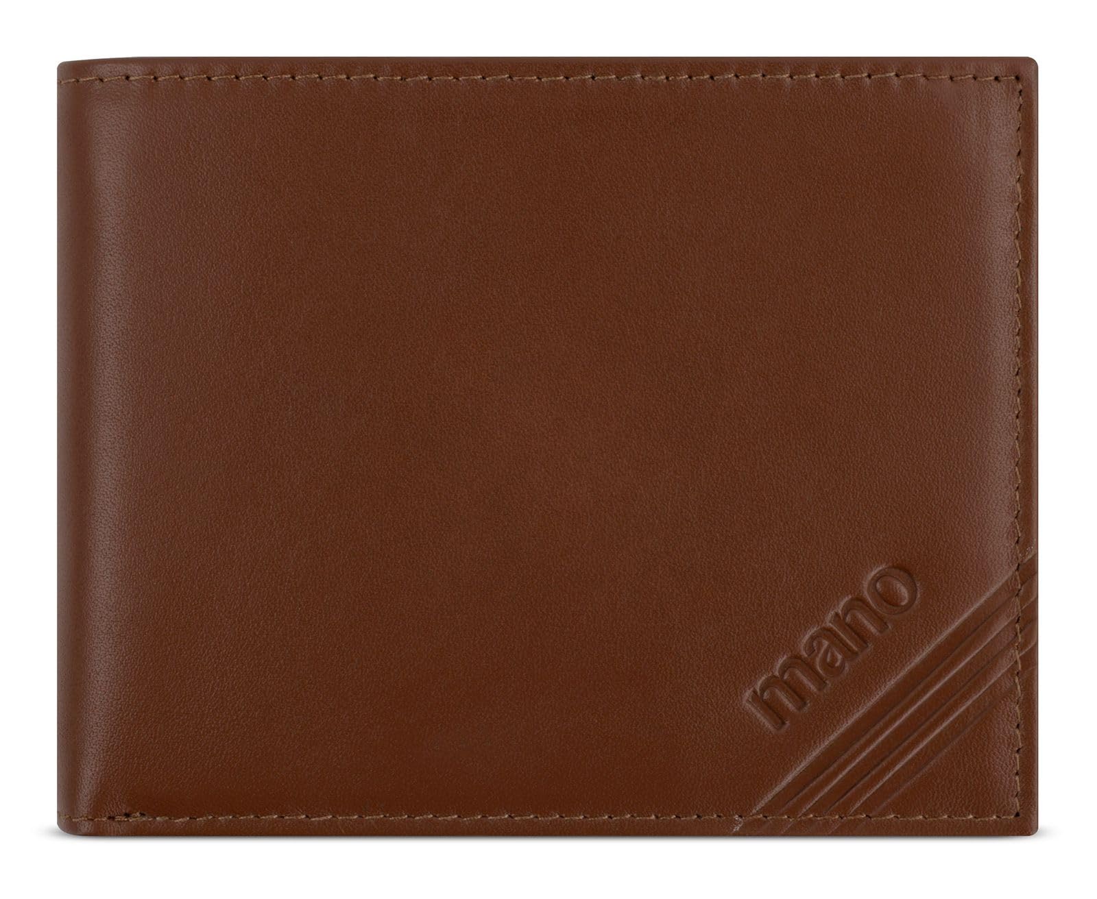 mano Don Antonio RFID Mini Coin Wallet with Flap Cognac