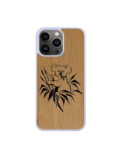 Enowood Schutzhülle aus Holz, für iPhone, handgefertigt, Weiß – Koala – iPhone 7/8 – Buche