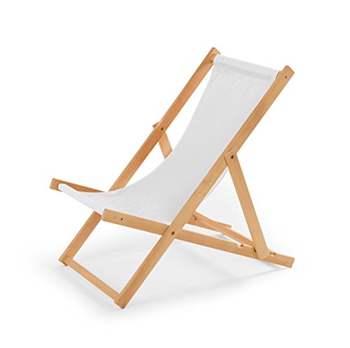 IMPWOOD Gartenliege aus Holz Liegestuhl Relaxliege Strandstuhl (Weiß)
