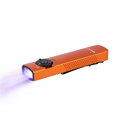 OLIGHT Arkfeld UV EDC Wiederaufladbare Taschenlampe mit dualer Lichtquelle, Weißlicht und UV-Licht,1000 Lumen 85 Meter,Geeignet für die tägliche Beleuchtung und Fleckendetektion(Orange Kaltweiß)