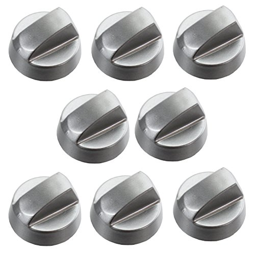 SPARES2GO Universal Kochfeld-Einstellknopf Schalter für Backofen Herd (8 Stück) Silber
