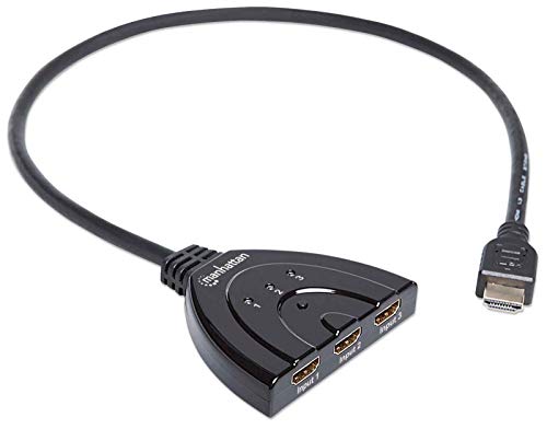 Manhattan 207843 1080p 3-Port HDMI-Switch integriertes Kabel Schwarz