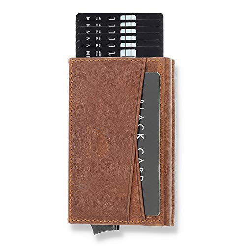 Solo Pelle Kartenetui mit RFID Schutz bis 11 Karten Portmonee Geldbeutel Kreditkartenetui für den Alltag Mech Echtes Leder in Vintage Braun