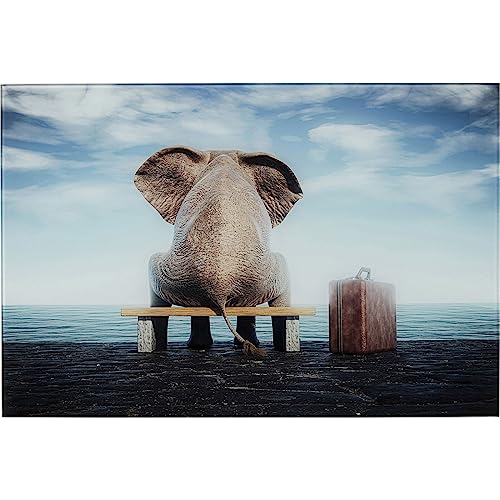 Kare Design Bild aus Glas, Elefant, Koffer, 60 x 40 cm