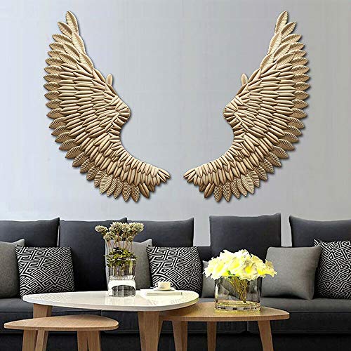 1 Paar Wanddeko Engelsflügel aus Metall 3D Angel Wandskulpturen Angel Wings Wanddekoration Gold Metallflügel Wandhänger Höhe 100cm