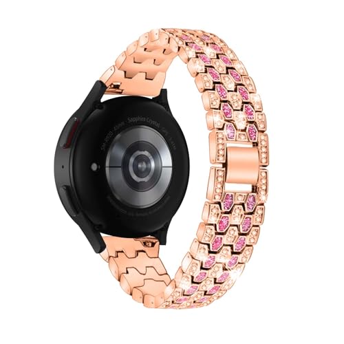LXURY Edelstahl Armbänder für Samsung Galaxy Watch 4/5 40mm/ 44mm Armband Damen, mit Strass Diamanten Glänzendes Metall Ersatzarmband Kompatibel mit Samsung Watch 4/5 40mm/ 44mm Uhrenarmband (Gold)