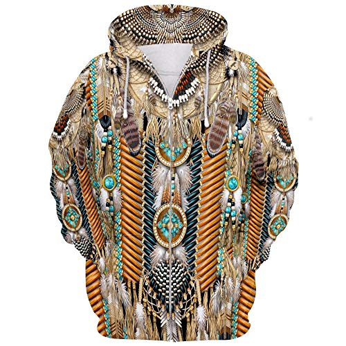 huateng Native American Indian 3D Digitaldruck Reißverschluss Sweatshirt Paar Hoodies Persönlichkeit Sweatshirts Cospaly Kleidung