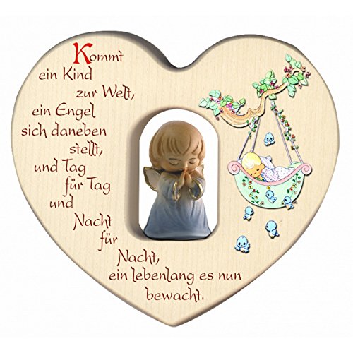 Herz für Jungen mit Schutzengel zur Geburt/Dekoration/Kinderzimmer/aus Holz