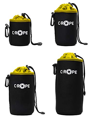 C-Rope Neopren Objektivbeutel mit Fleece-Fütterung als Schutztasche für Objektive und Kamerazubehör, (4er Set), Größe S, M, L, XL