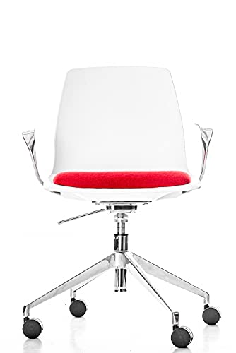 Design Chef Sessel Charlotte weiß rot Bürostuhl Drehstuhl Rollen Bürosessel Schreibtischstuhl Ergonomisch Bürodrehstuhl Computerstuhl