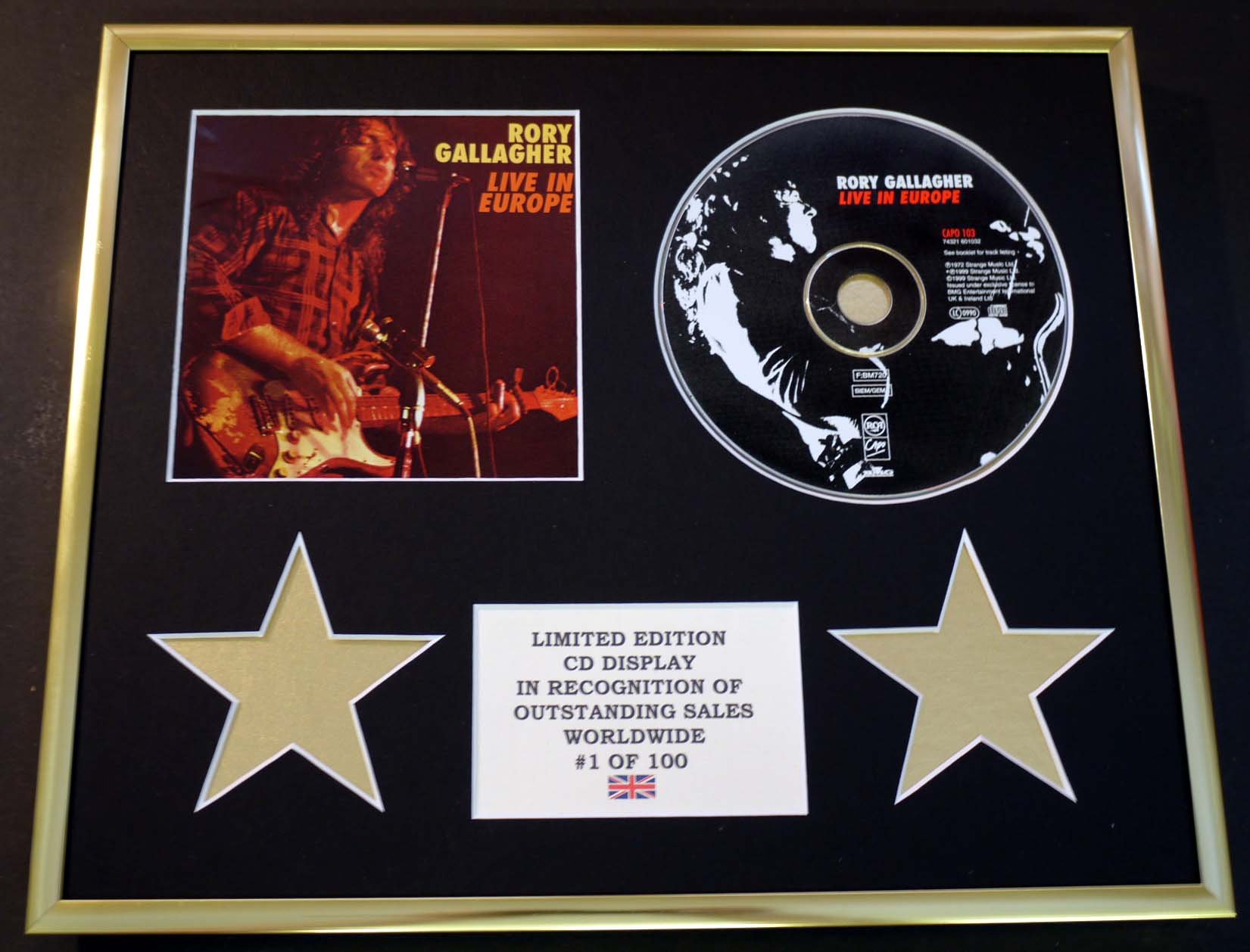 RORY GALLAGHER/CD DISPLAY/LIMITED EDITION/COA/LIVE IN EUROPE