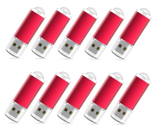 RAOYI USB-Speicherstick, 8 g, USB-Stick 2.0, Rot, 10 Stück