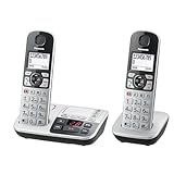 Panasonic KX-TGE522GS DECT Seniorentelefon mit Notruf (Großtastentelefon mit Anrufbeantworter, schnurlos, Telefon DUO)silber-schwarz,max 1,5h - Gespräch, 4,6cm Display, 150 Eintrage, max 330h Standby,