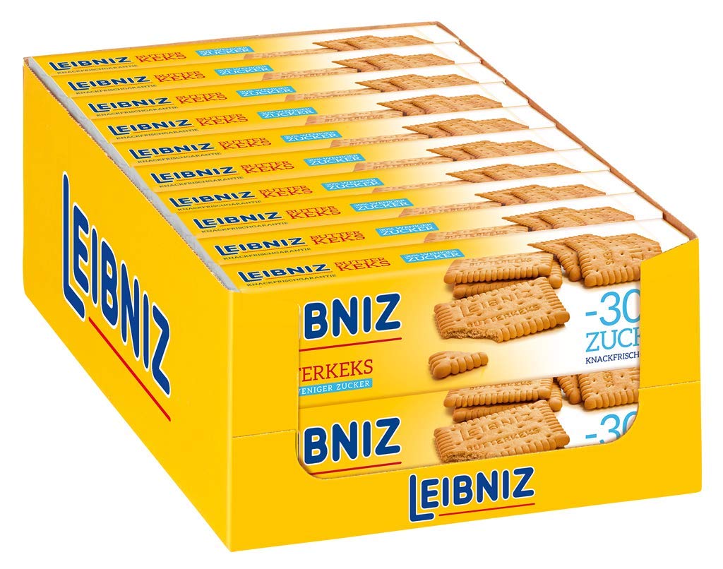 LEIBNIZ Butterkeks 30 % weniger Zucker - 20er Pack - Vorratsbox - Knackfrisch und nur echt mit 52 Zähnen (20 x 150 g)