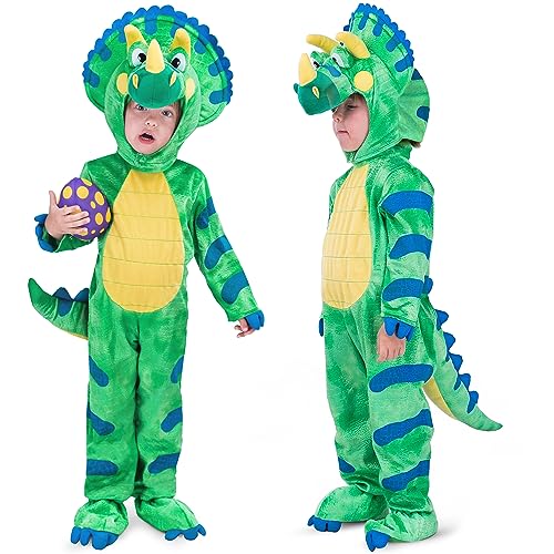 Spooktacular Creations Triceratops Kostüm Kinder, Dinosaurier Kostüme für Jungen Weihnachten Halloween Cosplay (Medium, Green)