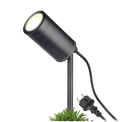 lambado® Premium LED Gartenstrahler mit Erdspieß inkl. 5W GU10 neutralweiss - Schwarze Gartenleuchte wasserfest IP67 für außen, schwenkbar inkl. 1,5m Kabel mit Stecker