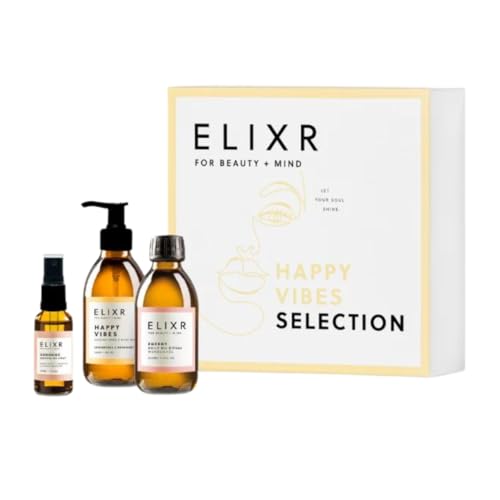 ELIXR Geschenkset Happy Vibes 3tlg. I Pflegeset mit Seife, Mundziehöl und Duftspray