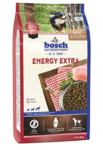 bosch HPC Energy Extra | Hundetrockenfutter für Sport- und Leistungshunde aller Rassen, 5 x 1 kg