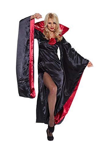 shoperama Damen-Kostüm Lady Dracula mit Fledermausärmeln Halloween Karneval Vampir, Größe:M/L