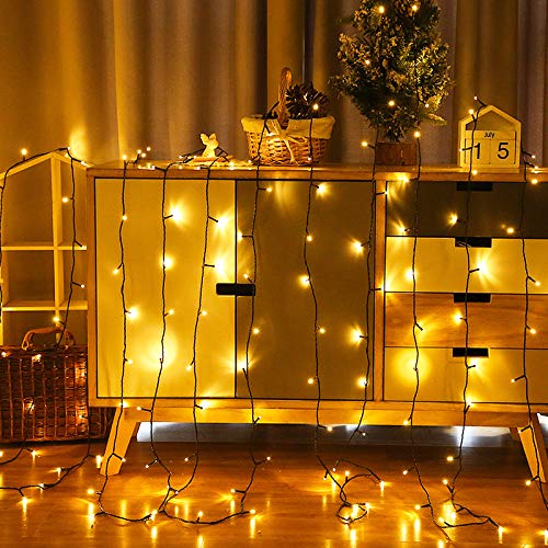 Froadp 80m LED Außen Lichterkette Weihnachtsbeleuchtung IP44 Wasserdichte 8 Modi Vorhang String Lichte Dekoration für Weihnachten Halloween Hochzeit Party oder Stimmung Lichter(Warmweiß)