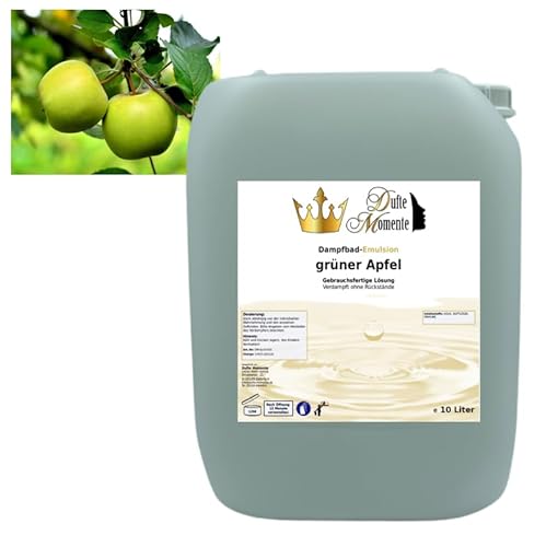 Dampfbad Emulsion Grüner Apfel - 10 Liter - gebrauchsfertig für Dampfbad, Dampfdusche, Verdampferanlagen in Premium Qualität von Dufte Momente