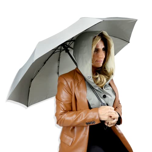 Roamwild MiHood Auto-Regenschirm und Regenhaube in 1, hellgrau