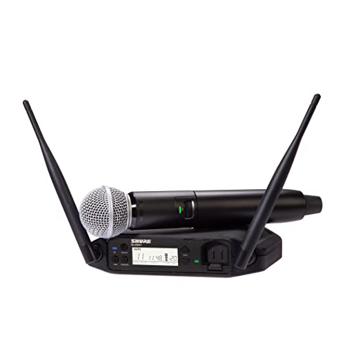 Shure GLX-D+ Dual Band Pro Digital Wireless Mikrofon System für Kirche, Karaoke - bis zu 16 Kanäle, SM58 Vocal Mic, 91,4 m Reichweite, 12 Stunden Akku (GLXD24+/SM58-Z3)