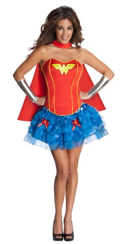 Rubie's 3880560 - Wonder Woman Corset Dress Adult, L, rot
