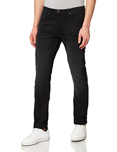 Lee Herren Tapered' Tapered Fit Jeans Luke', Schwarz (Moto Black Hl), 33W / 34L (Herstellergröße: 33W / 34L)