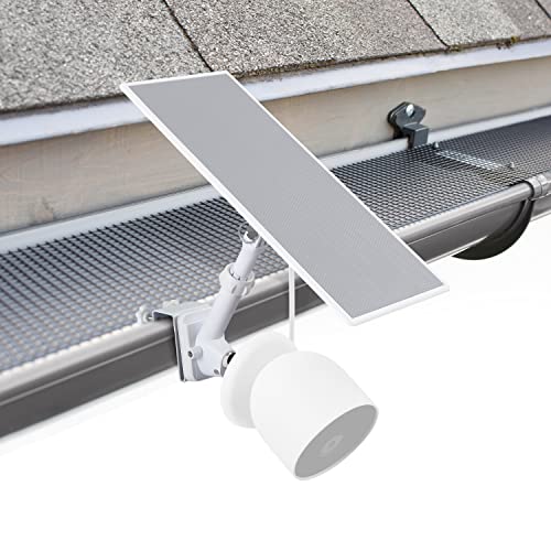 Wasserstein 2-in-1 Dachrinnenhalterung für Google Nest Cam (Akku) und kompatibles Solarpanel (weiß) - Kamera und Solarpanel nicht im Lieferumfang enthalten