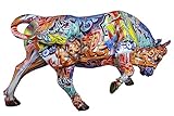 Casablanca Deko Figur Tierfigur Stier - aus Kunstharz im Street Art Design - Farbe: Mehrfarbig Höhe 27 cm